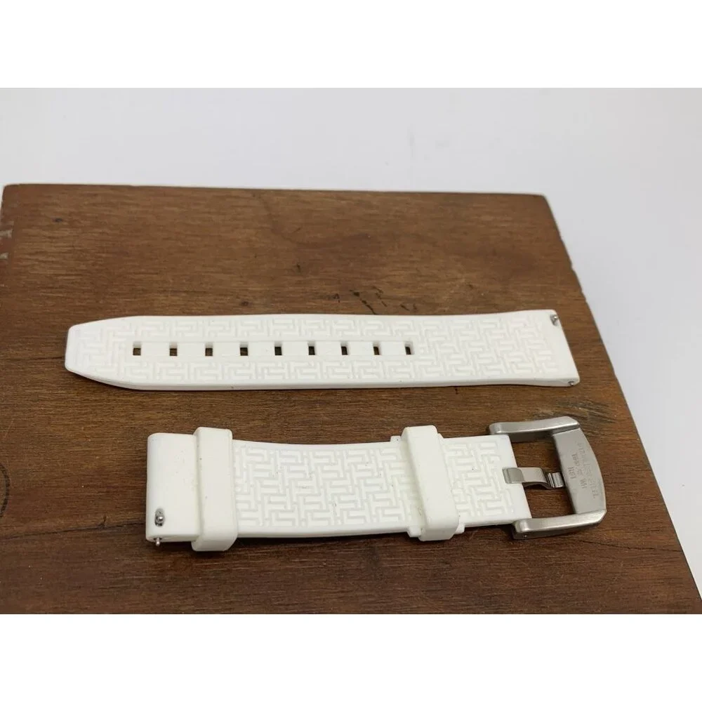Tissot Seastar Watch Replacement Band White Rubber Strap 18mm Lug Silver Buckle
